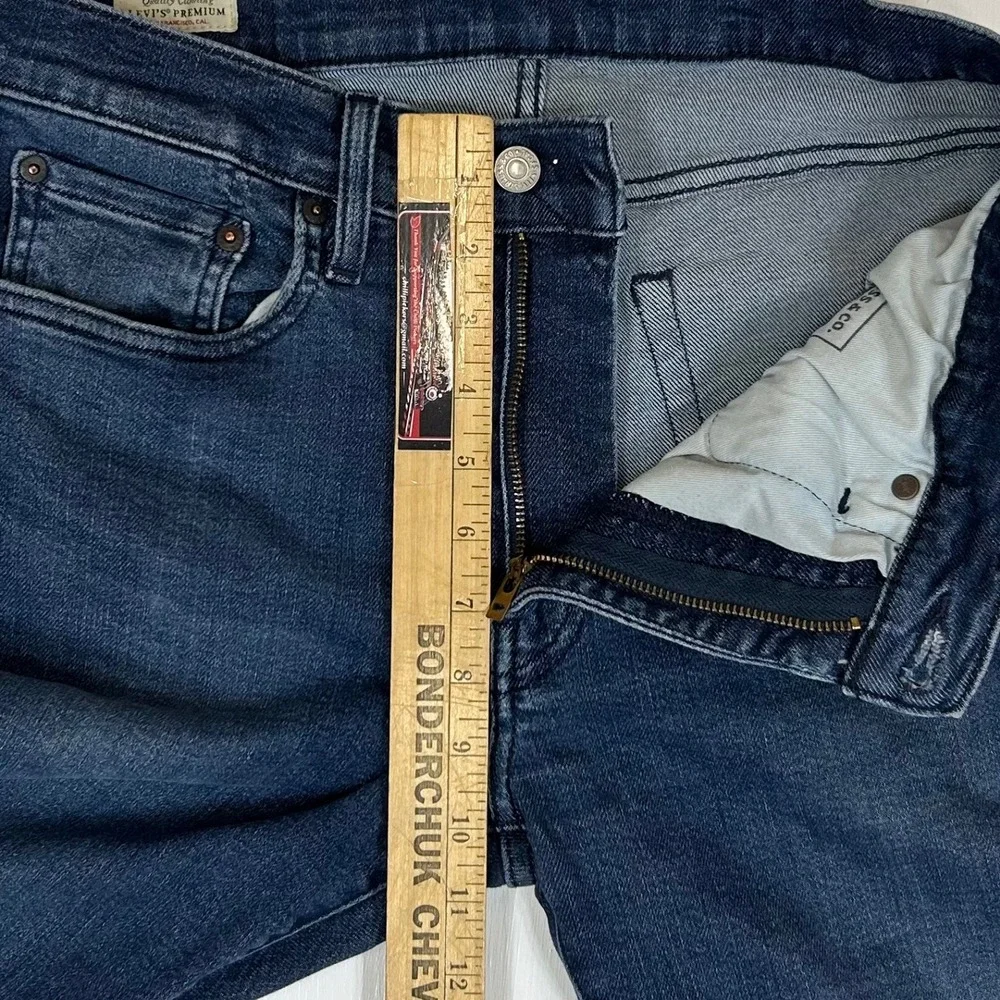 Levis Premium Skinny Taper Jeans Mens W32 L33 Dark Wash Blue Stretch Denim